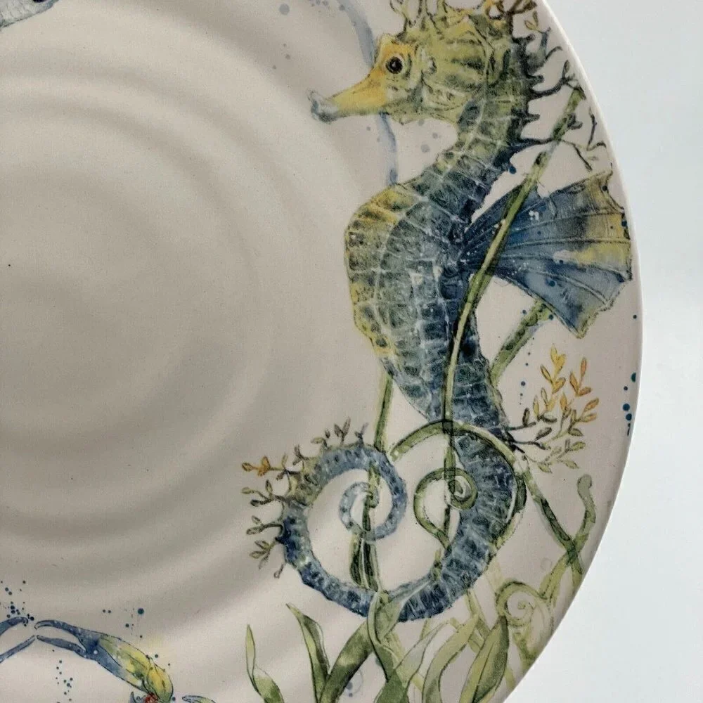 Pier 1 Sea Life RARE Discontinued Pattern Stoneware Ceramic Dinner Plate 10.75